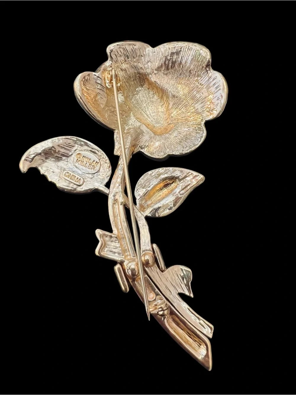 Nolan Miller Glamour Collection Gold Tone Rose Brooch VTG